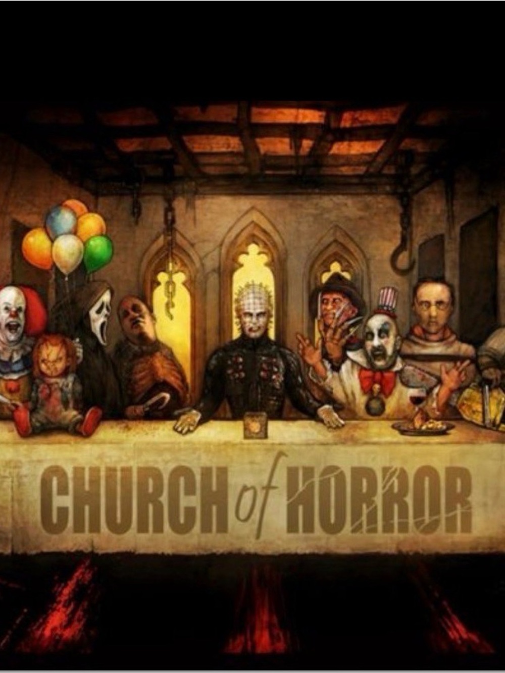 Church of Horror Poster - Multicolor Horror Art